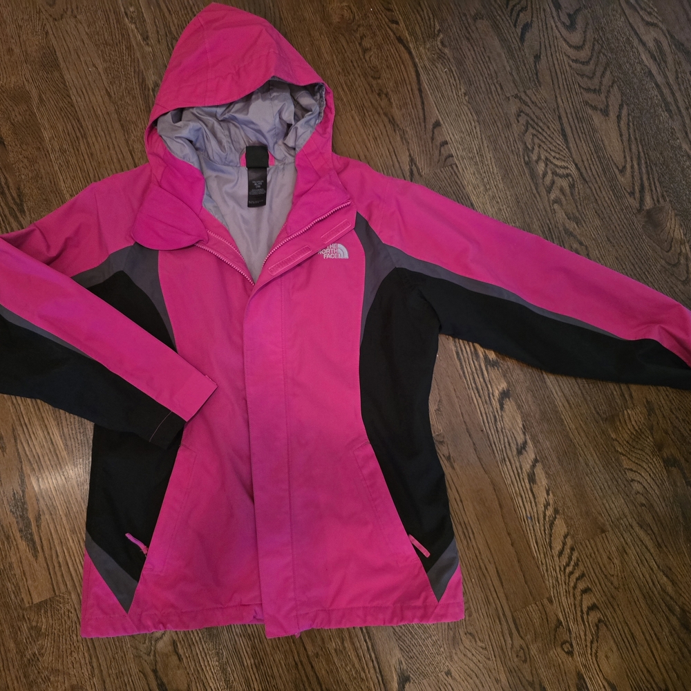 The North Face Kids Pink and Black Raincoat